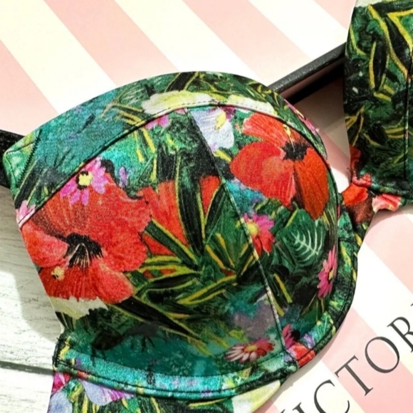 V.S(2pc)Swim Shine Strap Tee Push Up - Brazilian Set (Tropical)-34A - XS - Picture 6 of 10